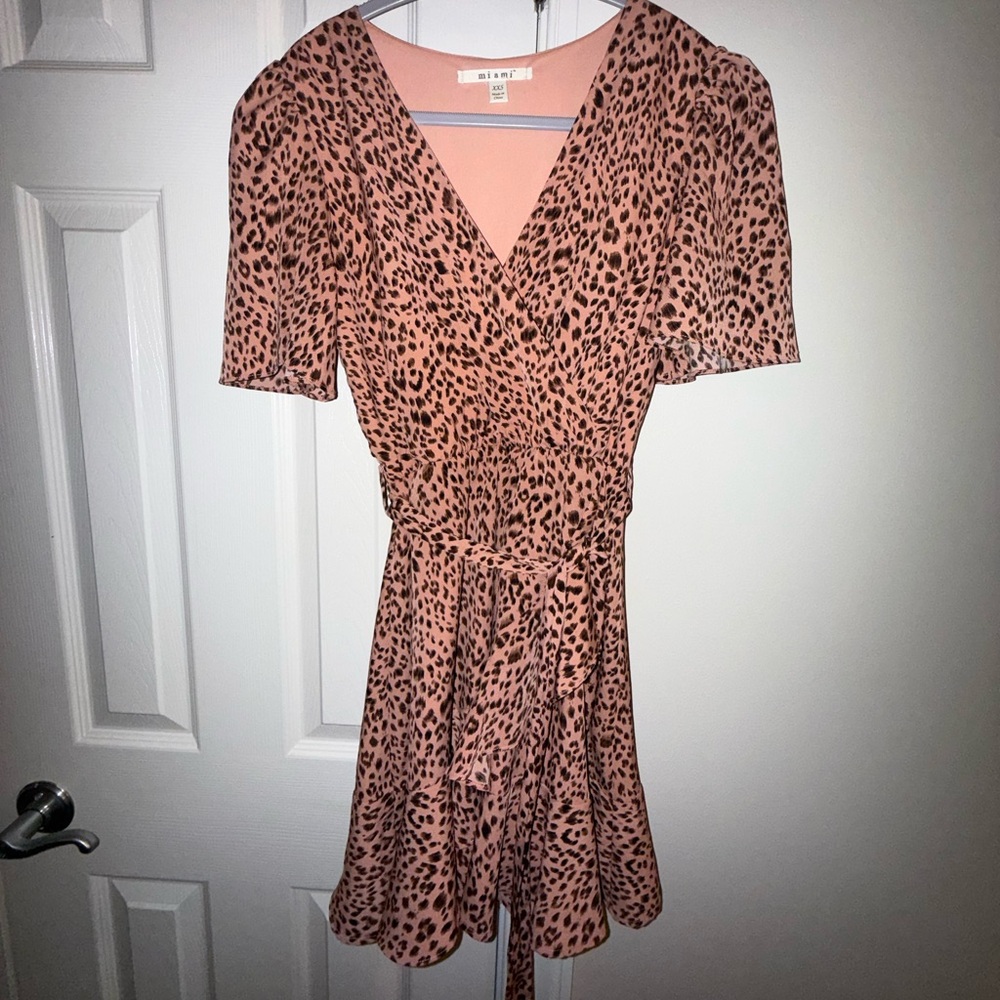 Leopard Print V-Neck Dress